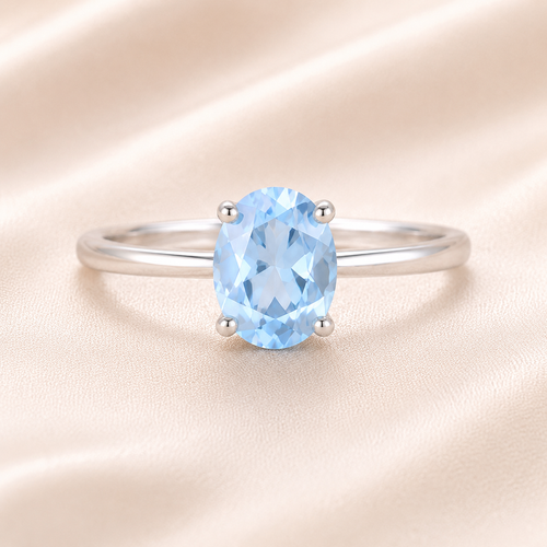 Elara 1 Carat Oval Colored Moissanite Ring - Ocean Blue - PRISMA