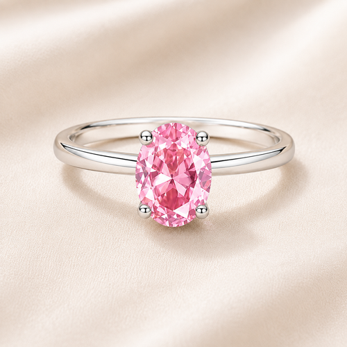 Elara 1 Carat Oval Colored Moissanite Ring - Pink - PRISMA