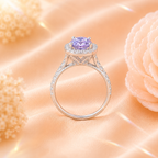 Purple Muse 2 Carat Cushion Halo Colored Moissanite Ring — side profile detail
