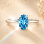 Blue Elara 1 Carat Oval Colored Moissanite Ring — front view