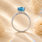 Blue Elara 1 Carat Oval Colored Moissanite Ring — side profile detail