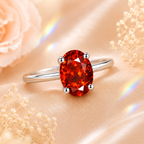 Red Elara 1 Carat Oval Colored Moissanite Ring — front view