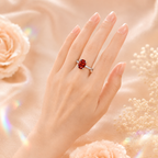Red Elara 1 Carat Oval Colored Moissanite Ring — worn styling view