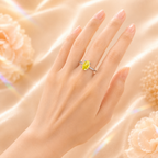 Yellow Elara 1 Carat Oval Colored Moissanite Ring — worn styling view
