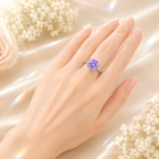 Purple Clarté 2 Carat Six-Prong Colored Moissanite Ring — worn styling view