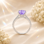 Purple Clarté 2 Carat Six-Prong Colored Moissanite Ring — side profile detail