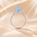 Ocean Blue Clarté 2 Carat Six-Prong Colored Moissanite Ring — side profile detail