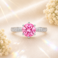 Pink Clarté 2 Carat Six-Prong Colored Moissanite Ring — front view