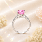 Pink Clarté 2 Carat Six-Prong Colored Moissanite Ring — side profile detail