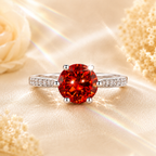 Red Clarté 2 Carat Six-Prong Colored Moissanite Ring — front view