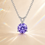 Purple Solis 1 Carat Three-Prong Colored Moissanite Necklace — front view