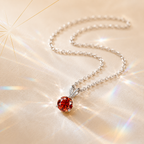 Red Solis 1 Carat Three-Prong Colored Moissanite Necklace — full-length necklace view