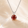 Red Solis 1 Carat Three-Prong Colored Moissanite Necklace — front view
